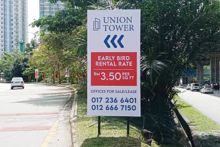 Wayfinding Sign for Office rental by Union Tower